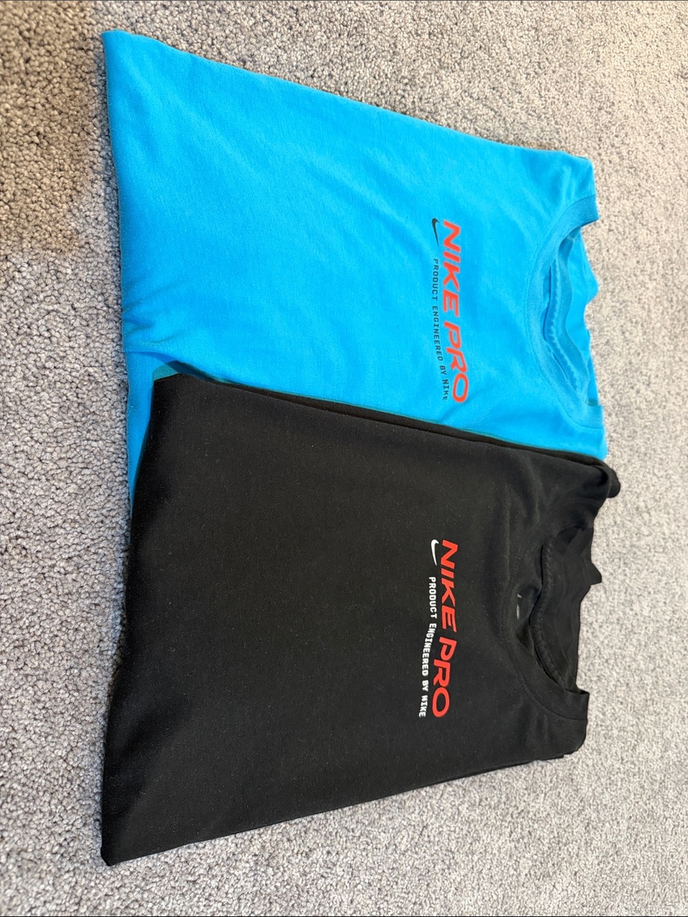 Nike Pro Short Sleeve Tees - Blue & Black with Red Logo